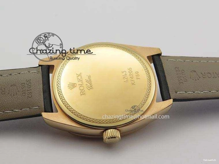 A2824 Cellini Markers Numeral Leather Date RG Rose Black Dial On Gold Strap 0721